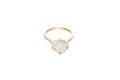 14KT Gold Women's Ring Octagon Rose Jumbo 4 Prong White CZ Center Stone with Round White Pave CZ Stone Band