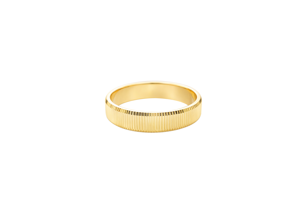 14KT Gold Ring Unisex Solid Currency Edge Band 5mm