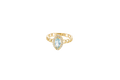 14KT Gold Ring Women's Marquise Light Blue Center Stone with White CZ Stone Border Chino Band