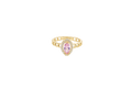 14KT Gold Ring Women's Marquise Pink Center Stone with White CZ Stone Border Chino Band