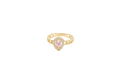14KT Gold Ring Women's Pear Pink Center Stone with White CZ Stone Border Chino Band