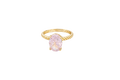 14KT Gold Ring Women's Pink Oval 4 Prong Plain Rope Band