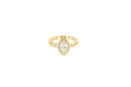 14KT Gold Women's Ring Marquise White Center Stone with White CZ Stone Border Chino Band
