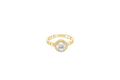 14KT Gold Ring Women's Round White Center Stone with White CZ Stone Border Chino Band