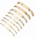 14KT Gold Bracelet Solid Two Tone Curb Band with Plain Name Plate 6mm