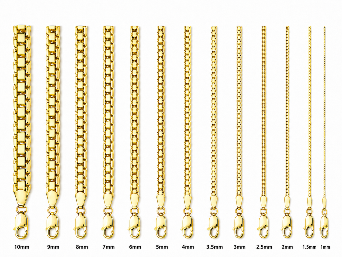 14KT Gold Chain Solid Box Franco 1.5mm