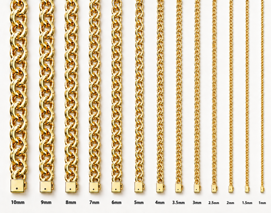 14KT Gold Chain Solid Chino with Plain Box Clasp 9mm