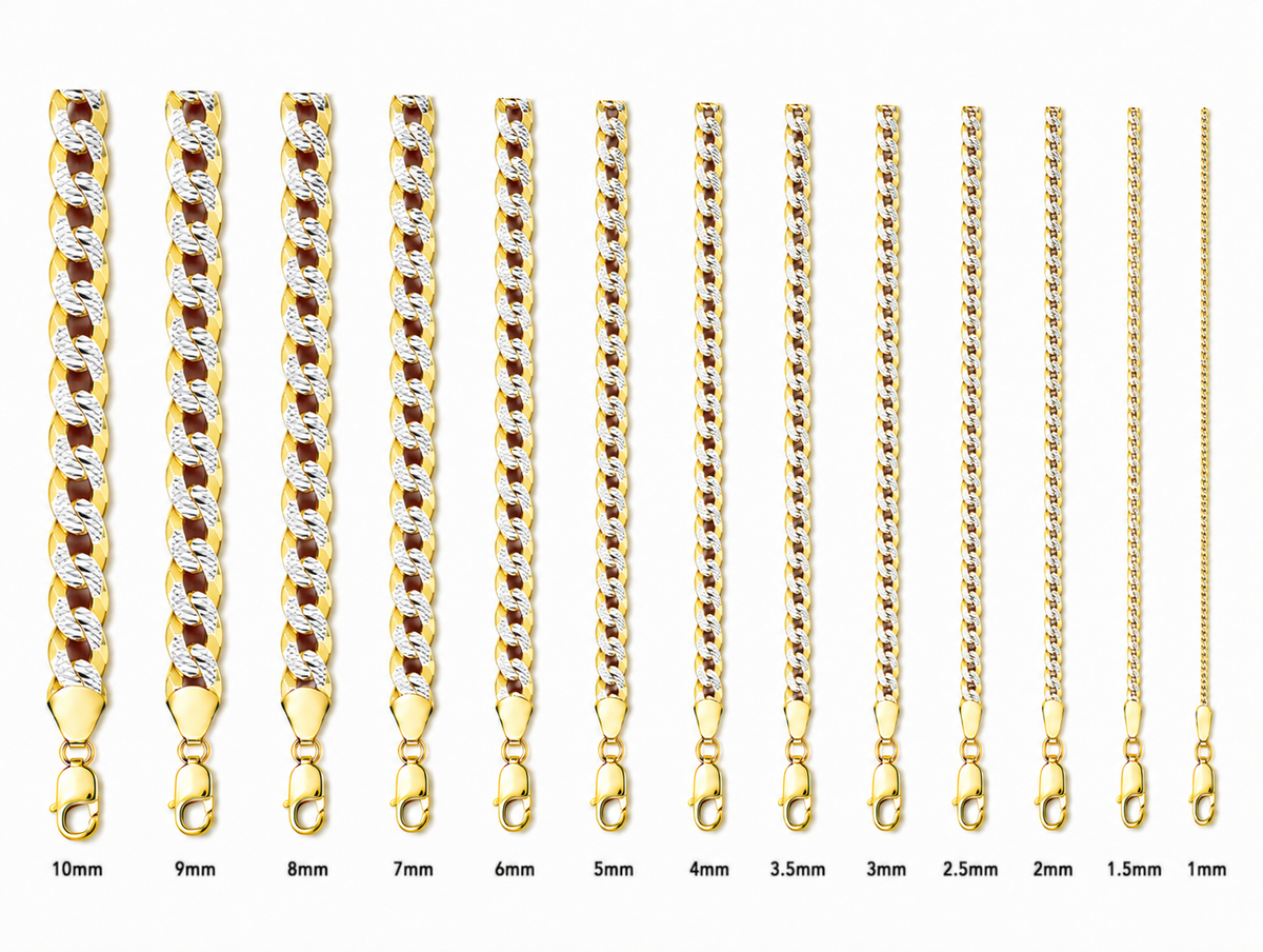 14KT Gold Chain Hollow Curb Pave 4.5mm