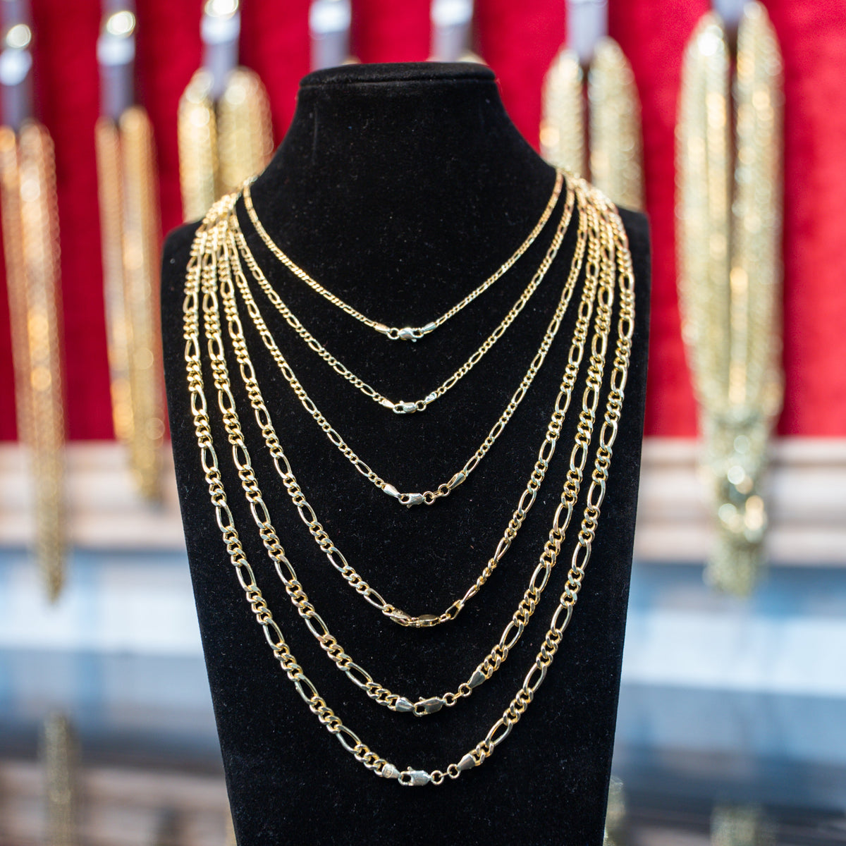 14KT Gold Chain Hollow Figaro Plain 5.5mm