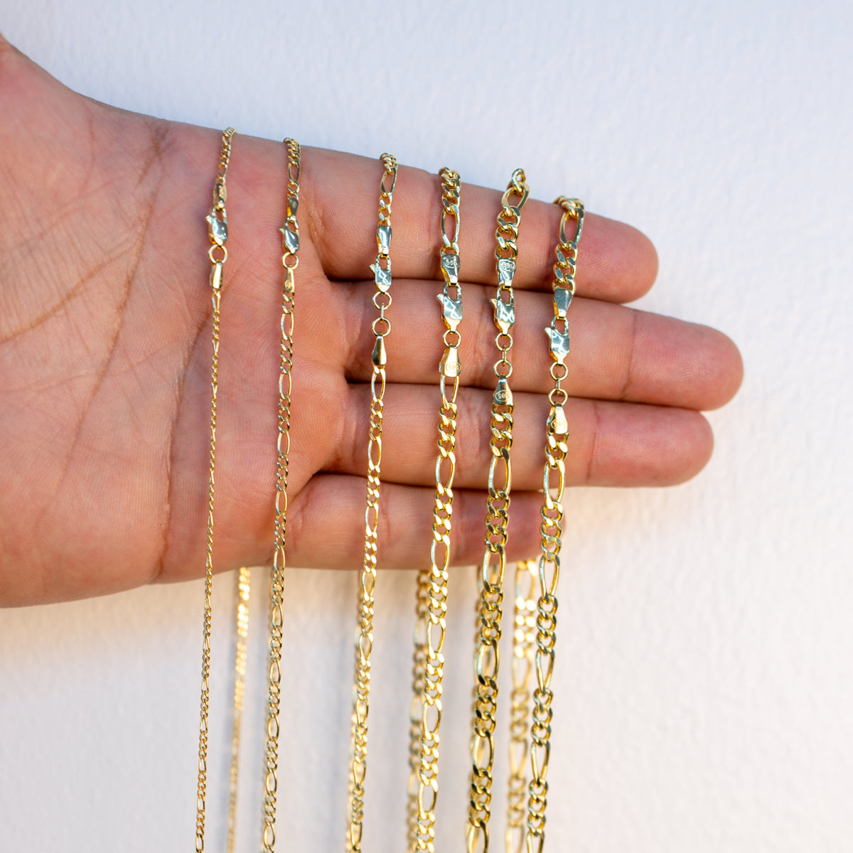 14KT Gold Chain Hollow Figaro Plain 2mm