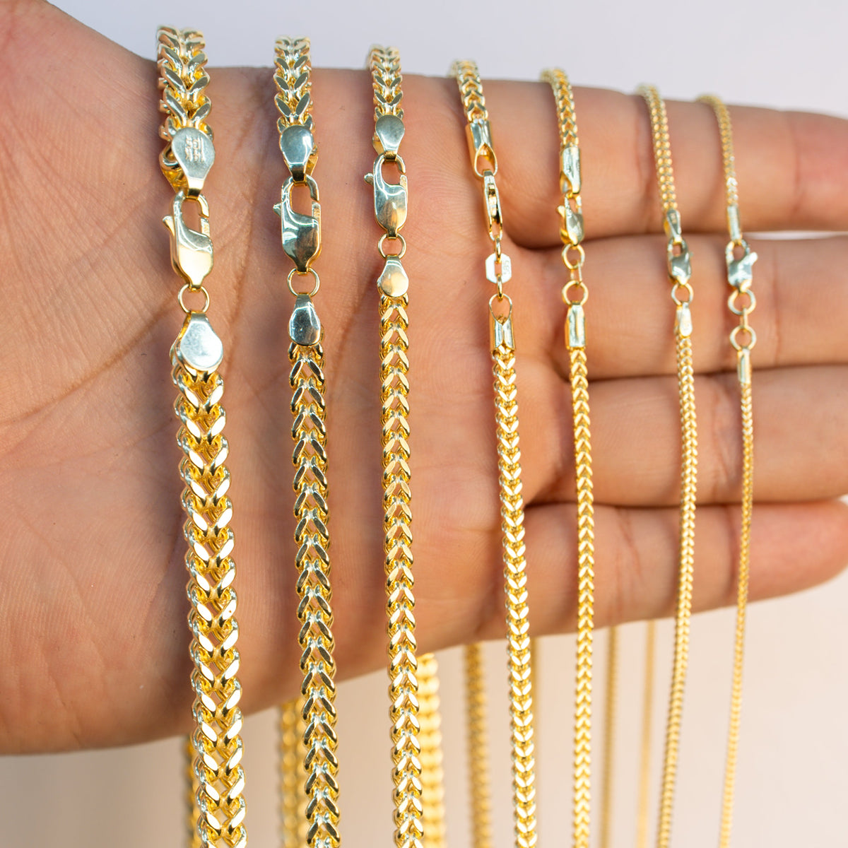 14KT Gold Chain Hollow Box Franco 1mm