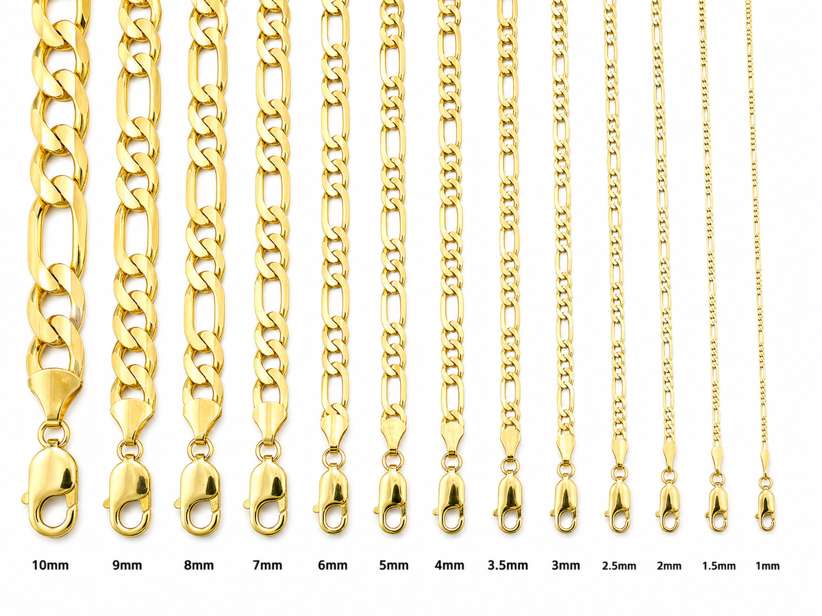 14KT Gold Bracelet Hollow Figaro 4mm