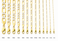 14KT Gold Chain Solid Figaro Pave 7mm