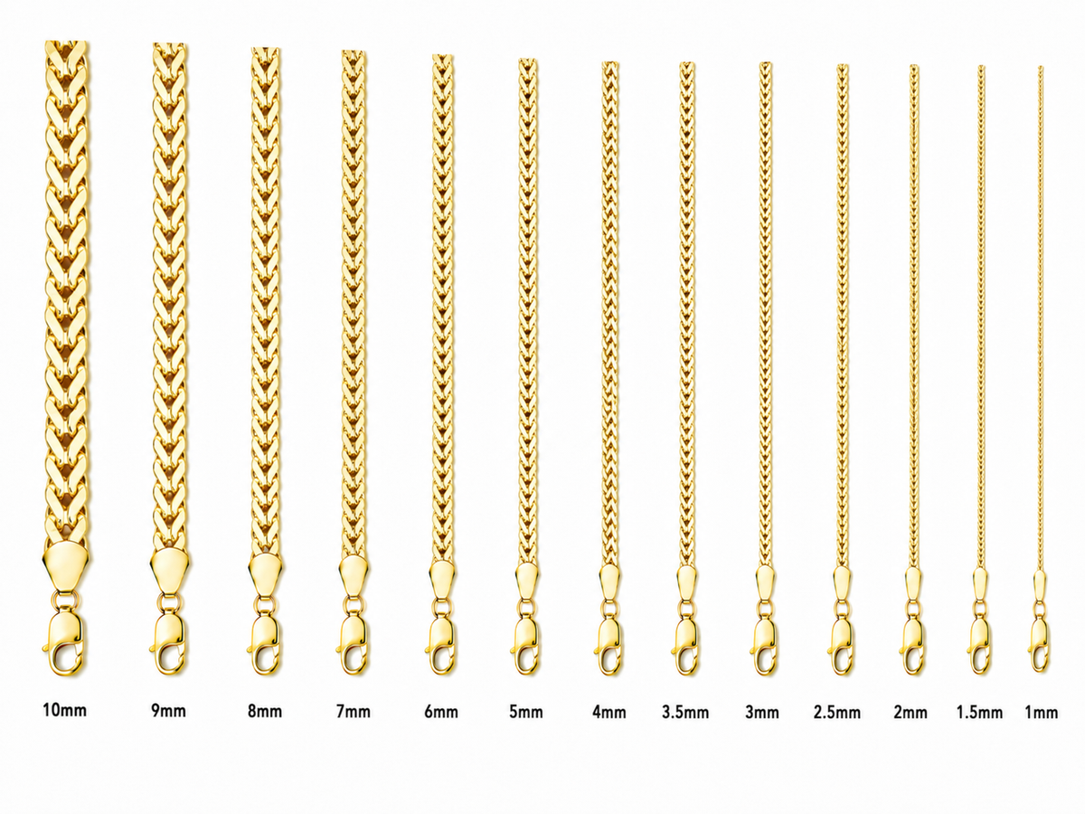 14KT Gold Chain Hollow Flat Franco 2mm