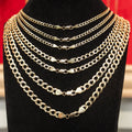 14KT Gold Chain Solid Curb Yellow Diamond Cut 4mm
