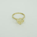 14KT Gold Women's Ring Octagon Rose Jumbo 4 Prong Champagne CZ Center Stone with Round White Pave CZ Stone Band
