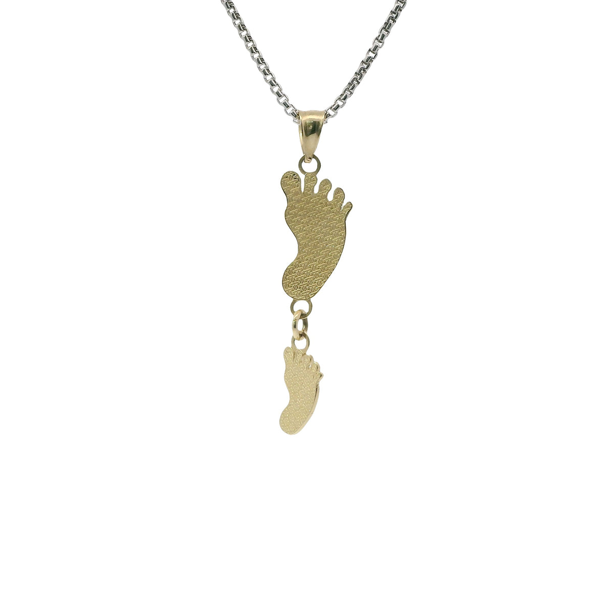 14KT Gold Charm Medium Double Vertical Feet with Plain Bell