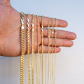 14KT Gold Chain Hollow Flat Miami Cuban with Plain Lobster Clasp 1.5mm