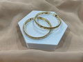 14k Gold 1.5” Heart Engraved Hoop Earrings