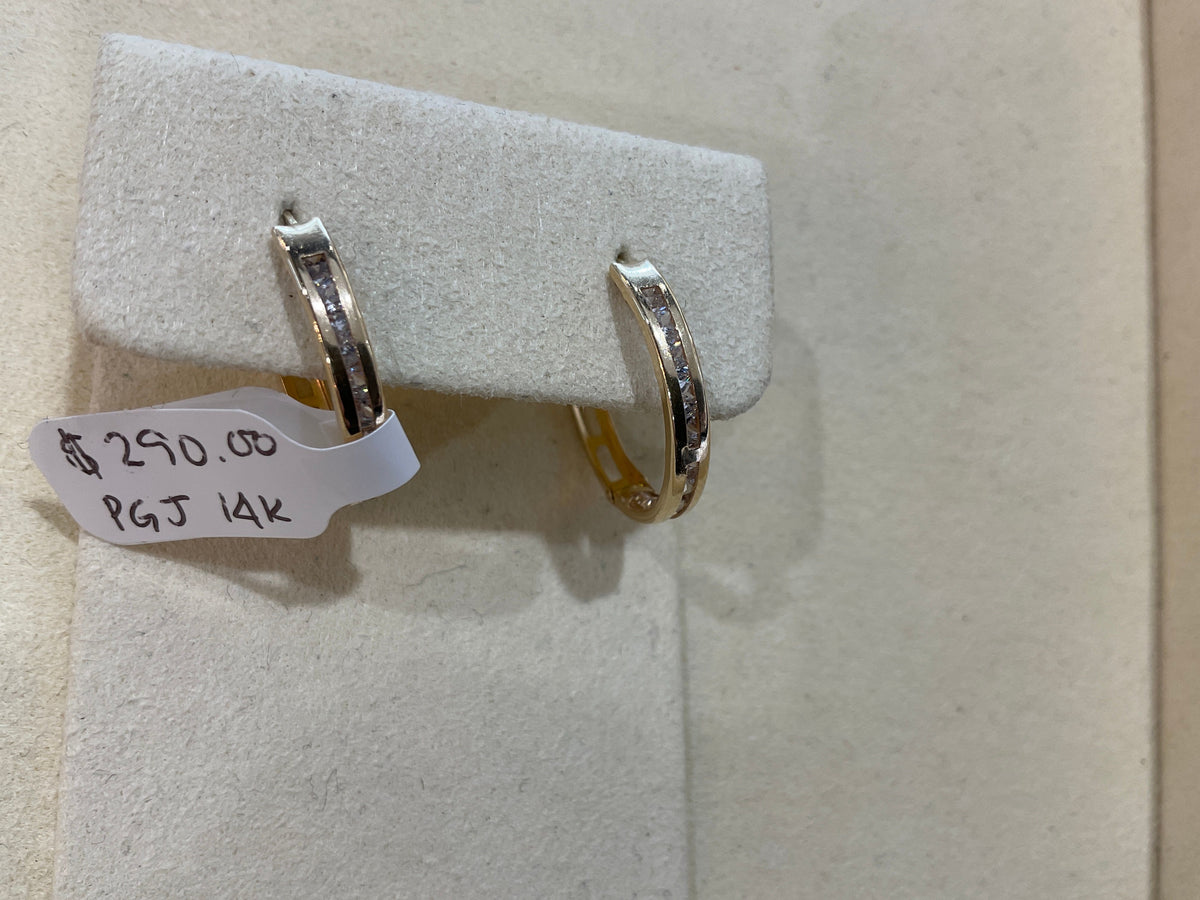 14K CZ Hoop Earrings