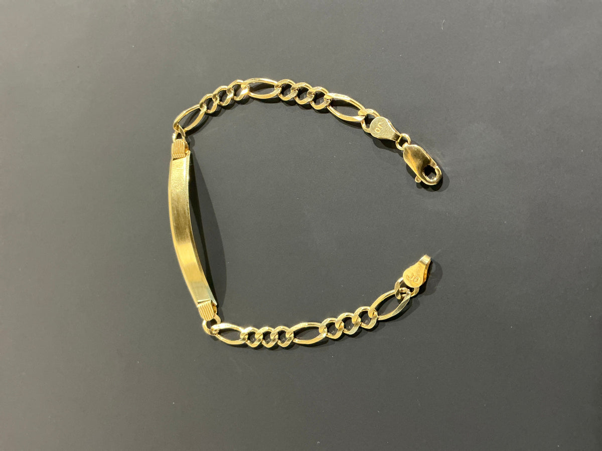 10k Figaro ID 5mm Bracelet 8"
