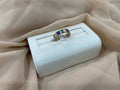 14k Gold CZ Emerald Cut Multicolor Band