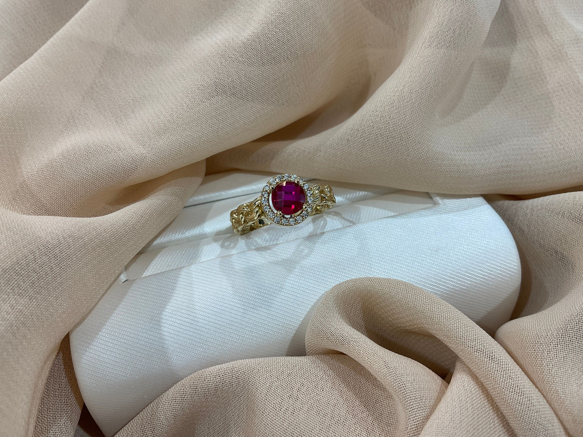 14k Gold CZ Ruby Promise Ring