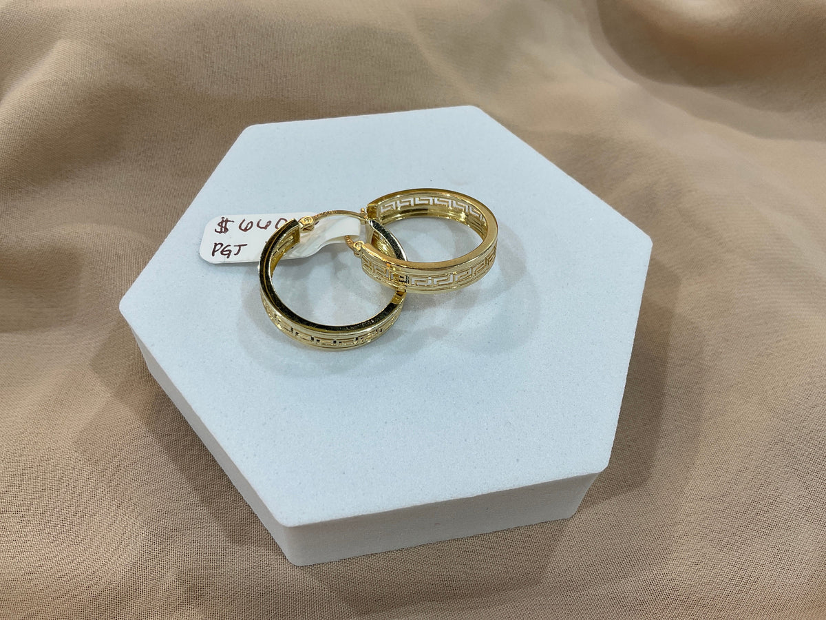 14k Gold .4in Greek Key Hoop Earrings