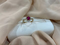 14k Gold CZ Round Ruby Ring