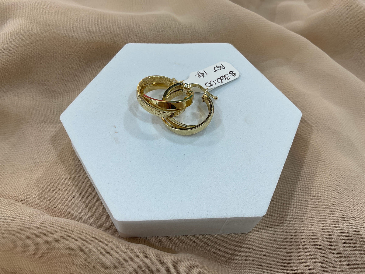 14k Gold .2in Twisted Greek Hoops