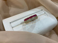 14k Gold Three Row Round Ruby CZ Ring