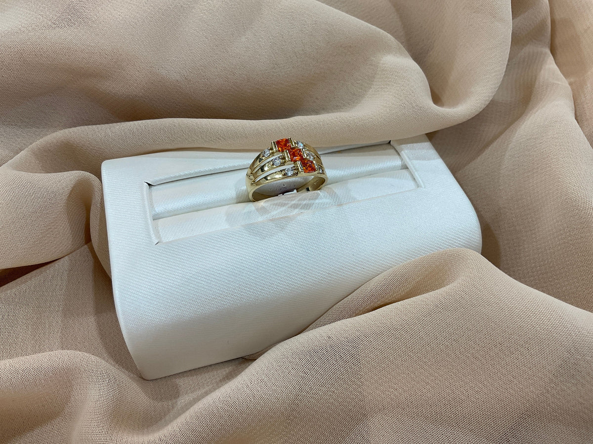14k Gold Orange CZ Ring