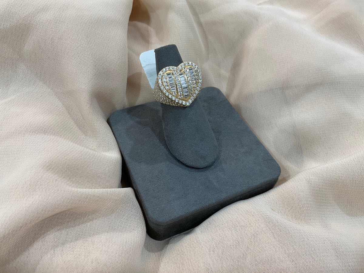 14k Gold CZ Heart Ring