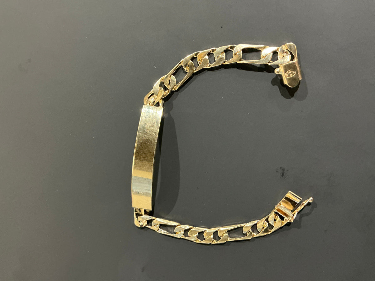 14K Figaro ID 7mm Bracelet 8”