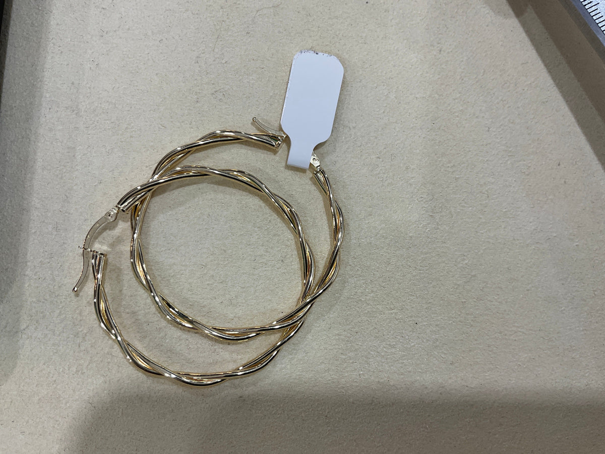 14K Gold 1.5in Twisted Hoop
