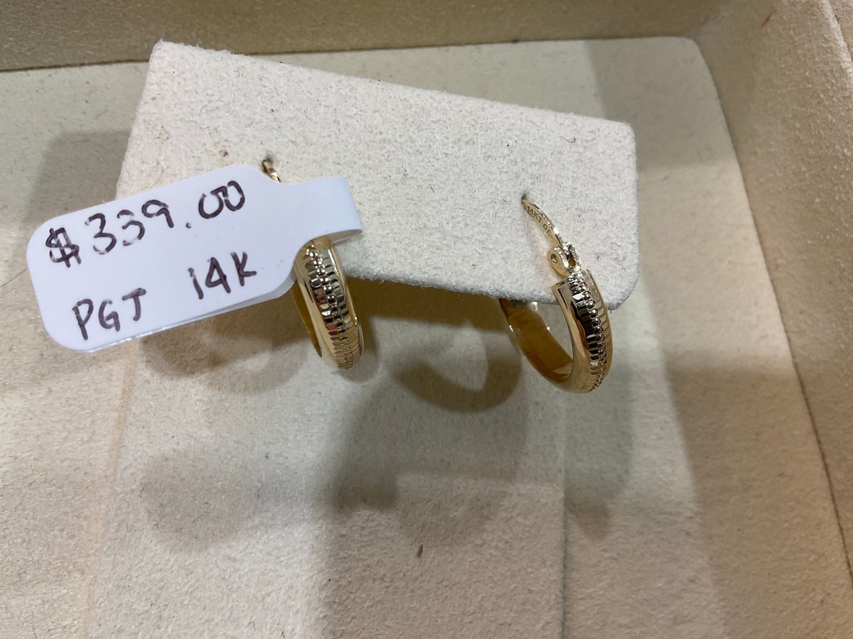 14K Gold Diamond Cut Hoops
