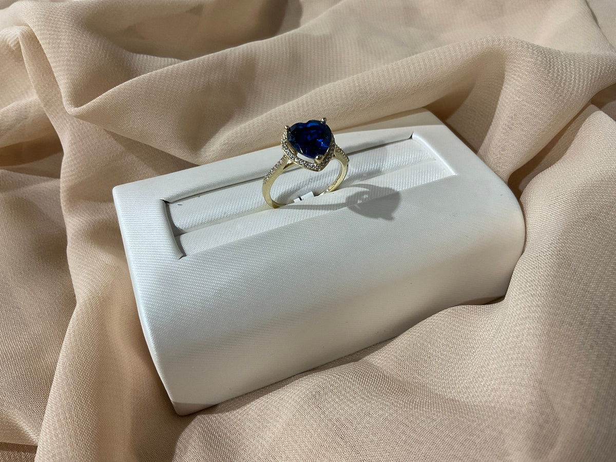 10k Gold Blue Heart w/CZ Ring