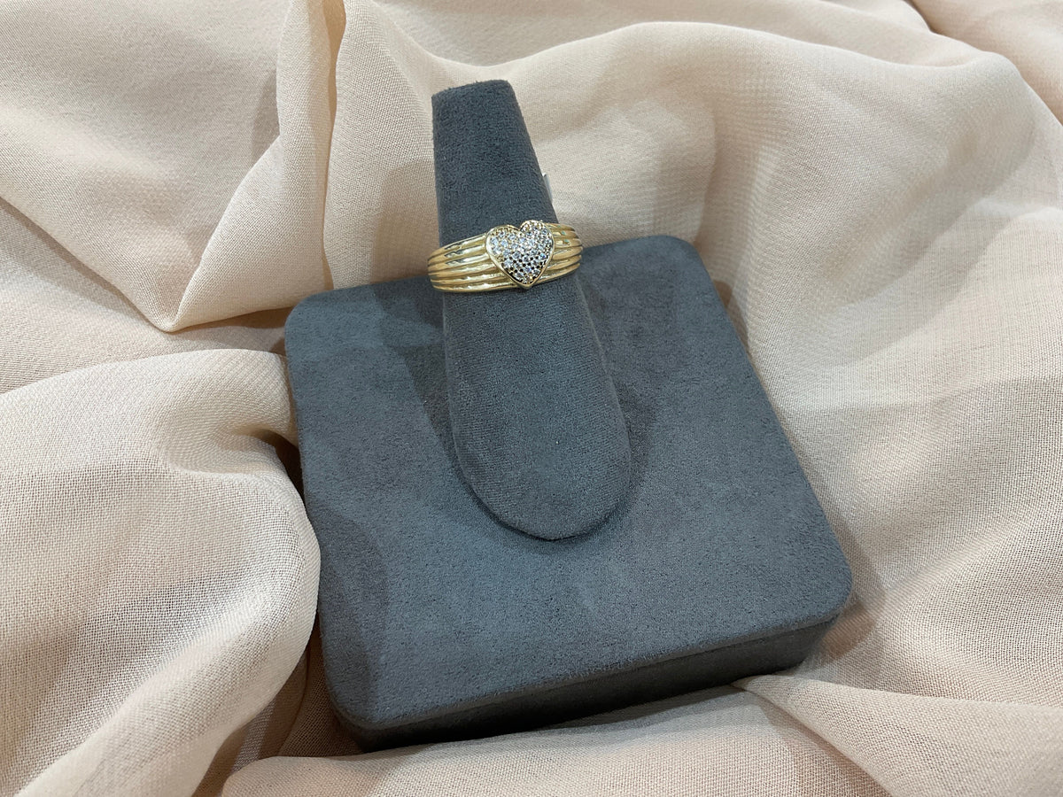14k Gold Layered Heart w/CZ Diamonds Ring