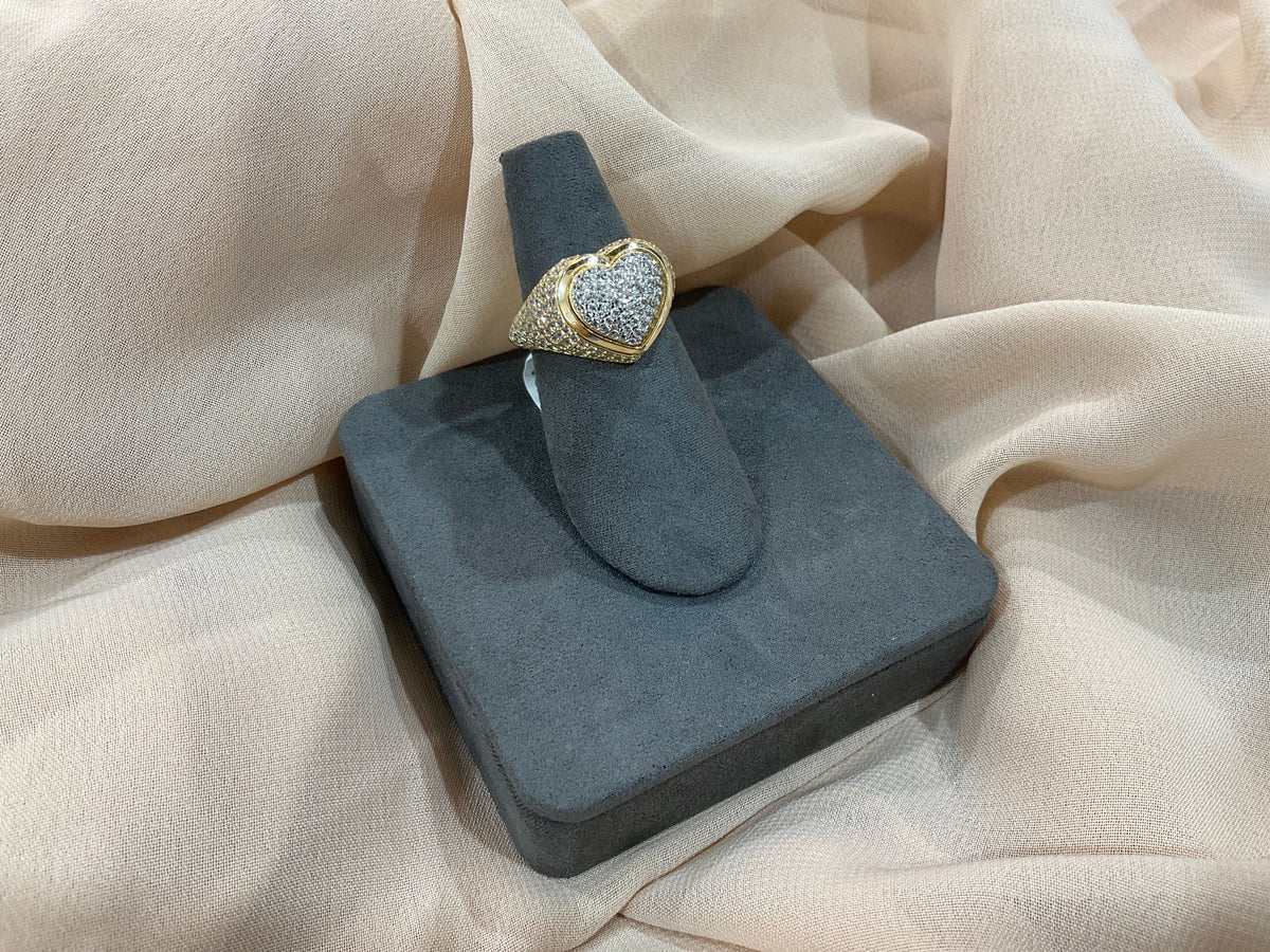 14k Gold 3D Heart Shaped w/CZ Ring