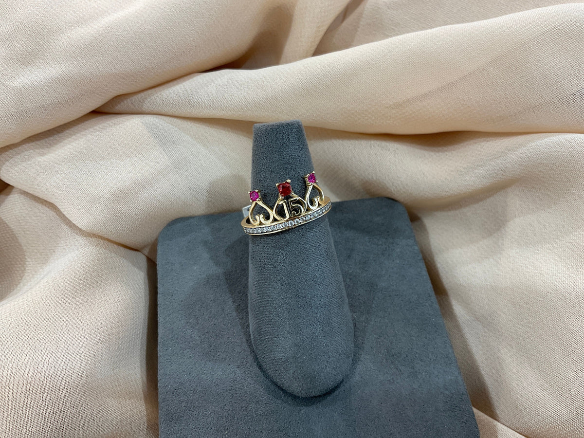 14k Gold Quinceañera Ring w/CZ