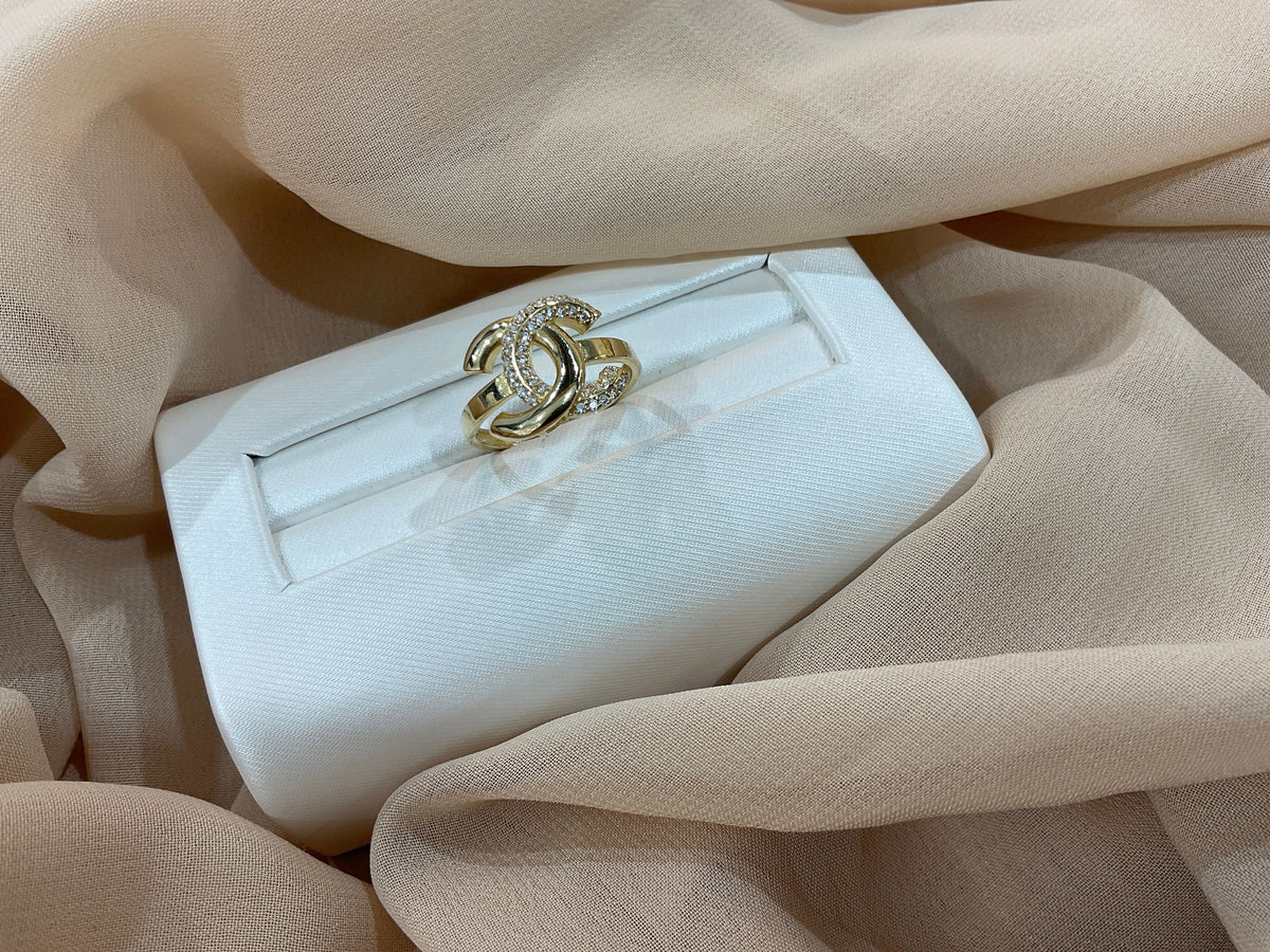 14k Gold Channel Chunky w/Cz #7.5