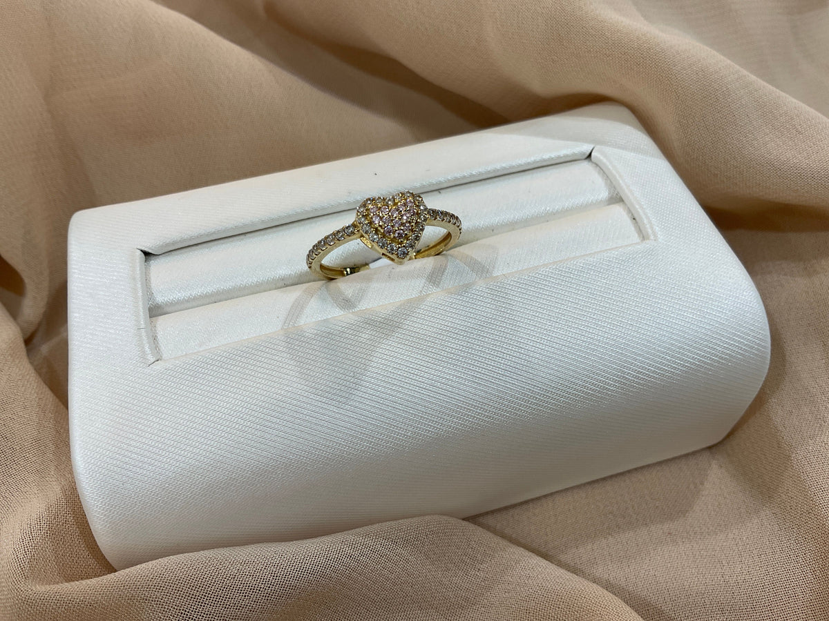 10k Gold PINK CZ Heart Ring