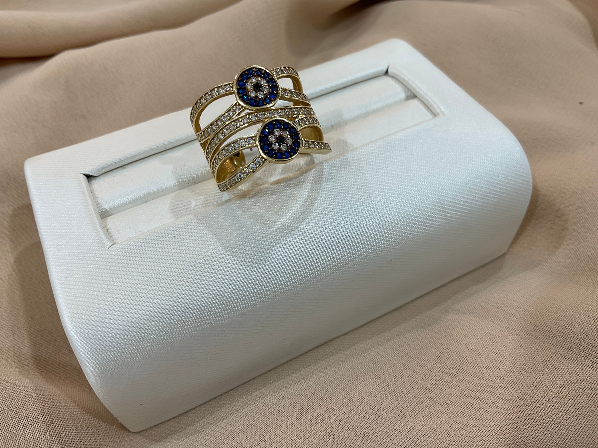 14k Gold Double Evil Eye w/cz #7