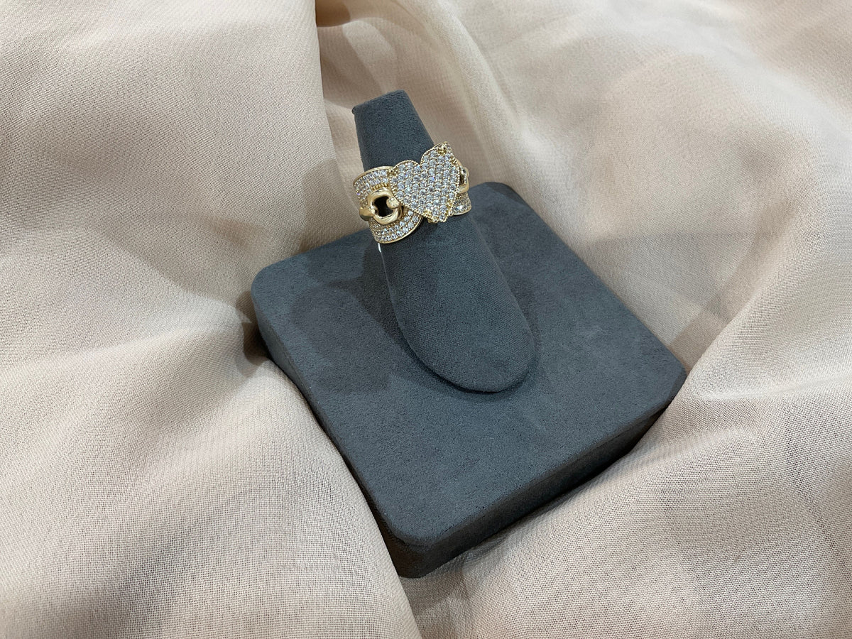 14k Gold Luxury Iced Out CZ Heart Ring #7