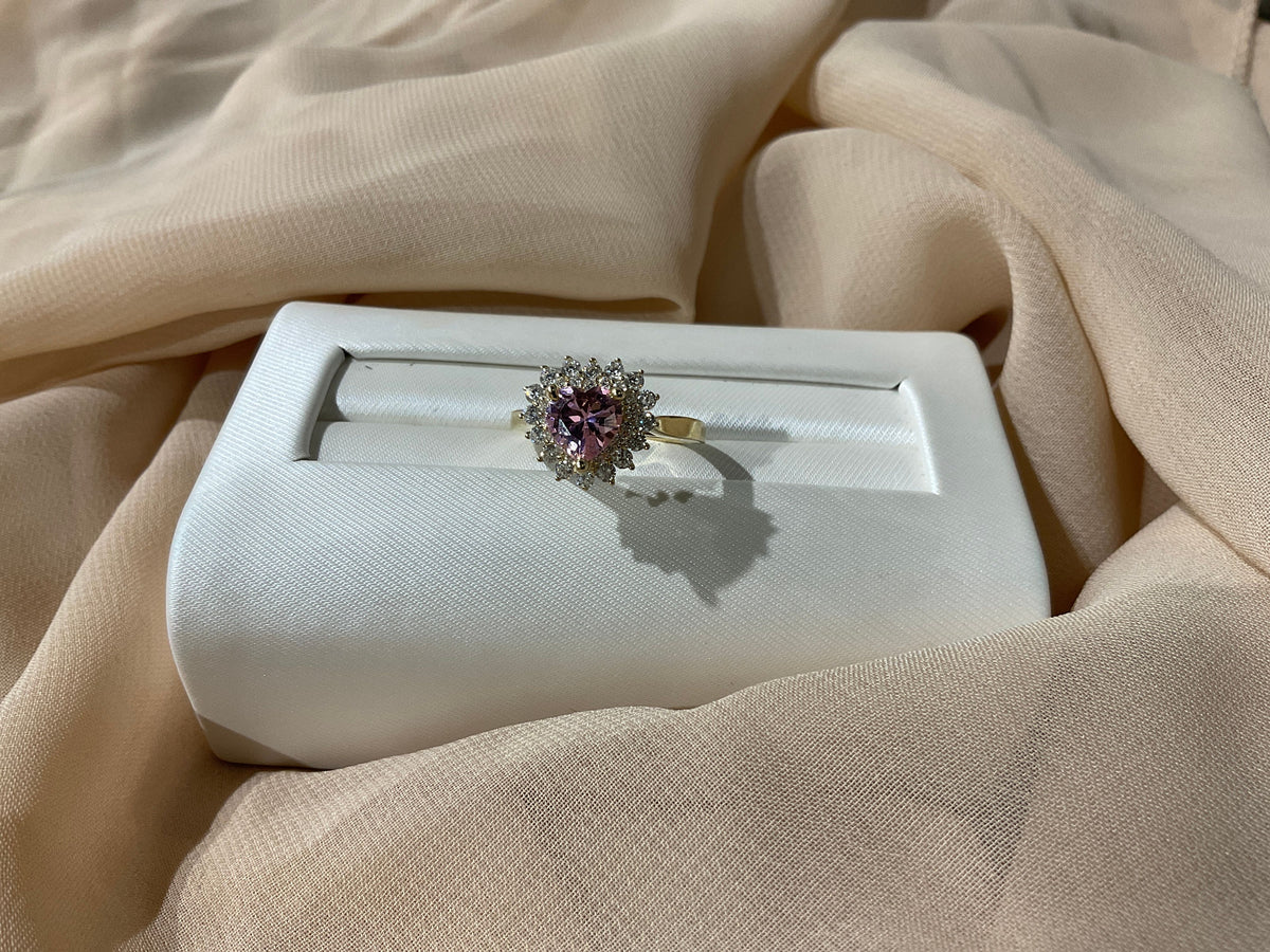10K Gold Pink Heart w/CZ Ring
