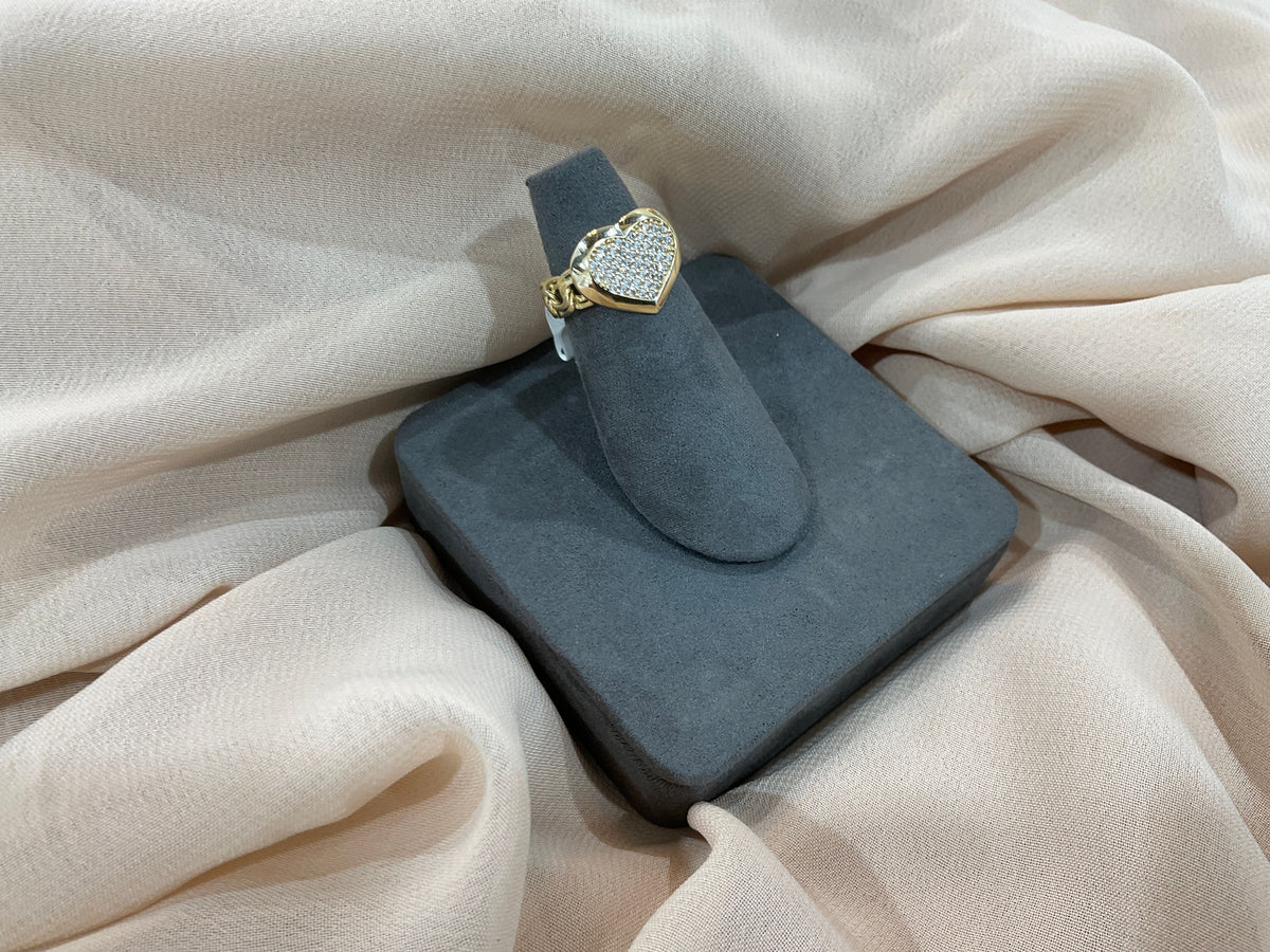 10k Gold Curb Link w/CZ Ring