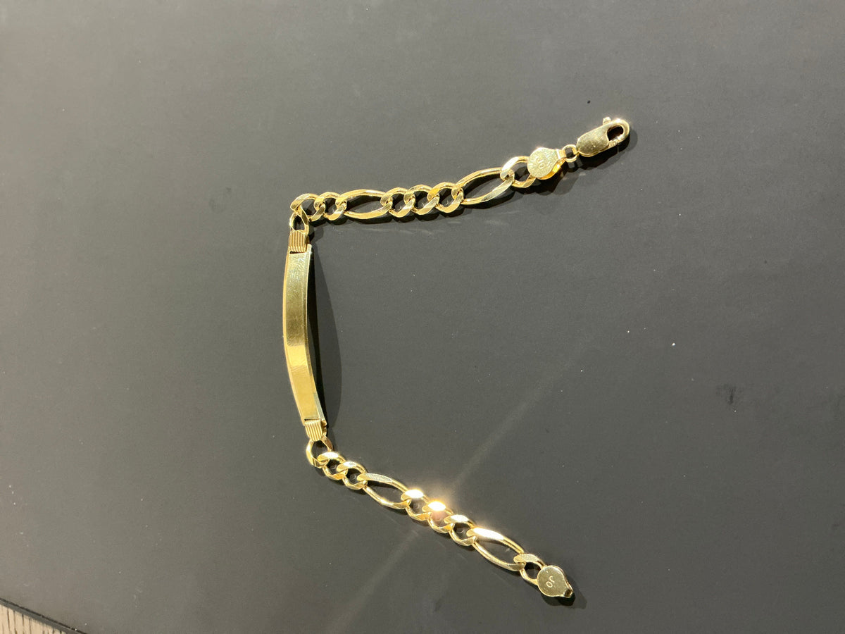 10K Figaro ID 6mm Bracelet 8”