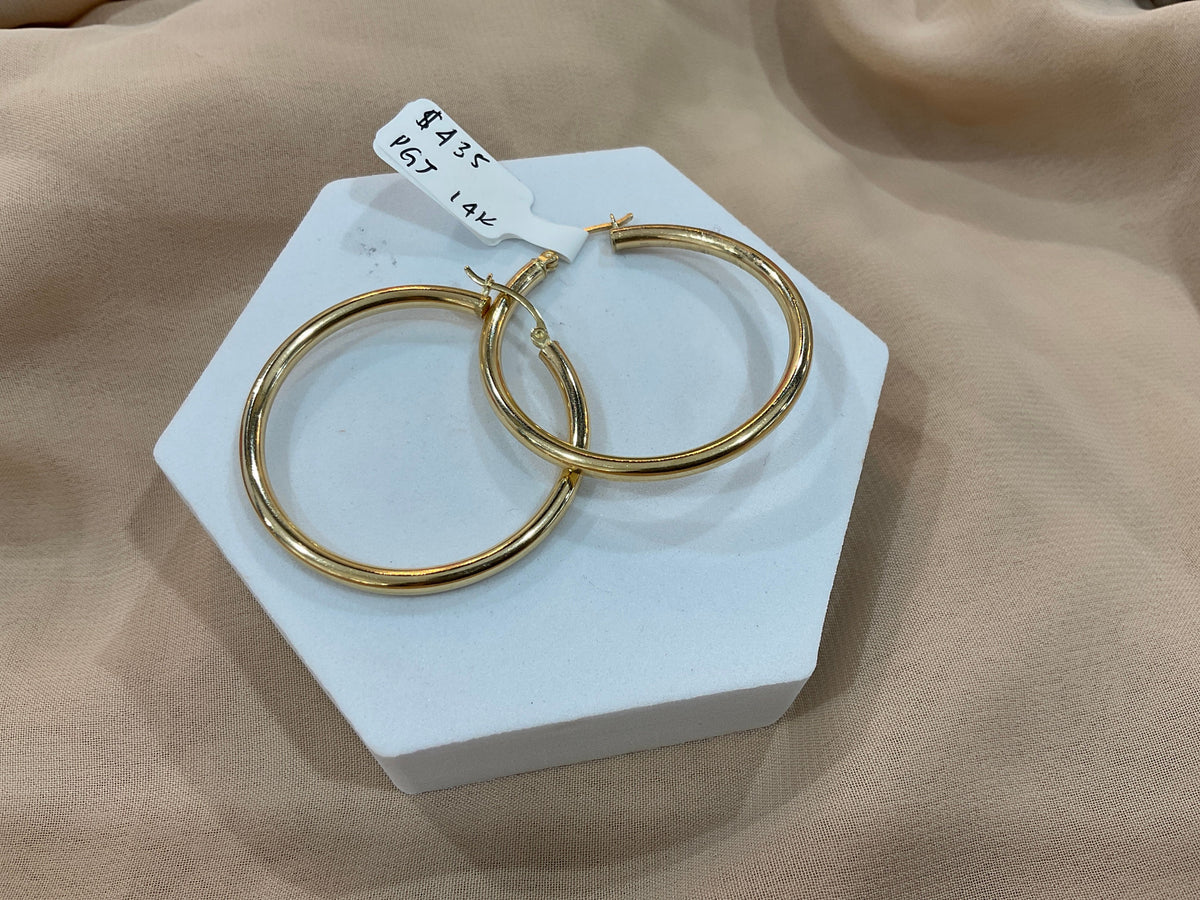 14k Gold 1in Classic Hoop Earrings