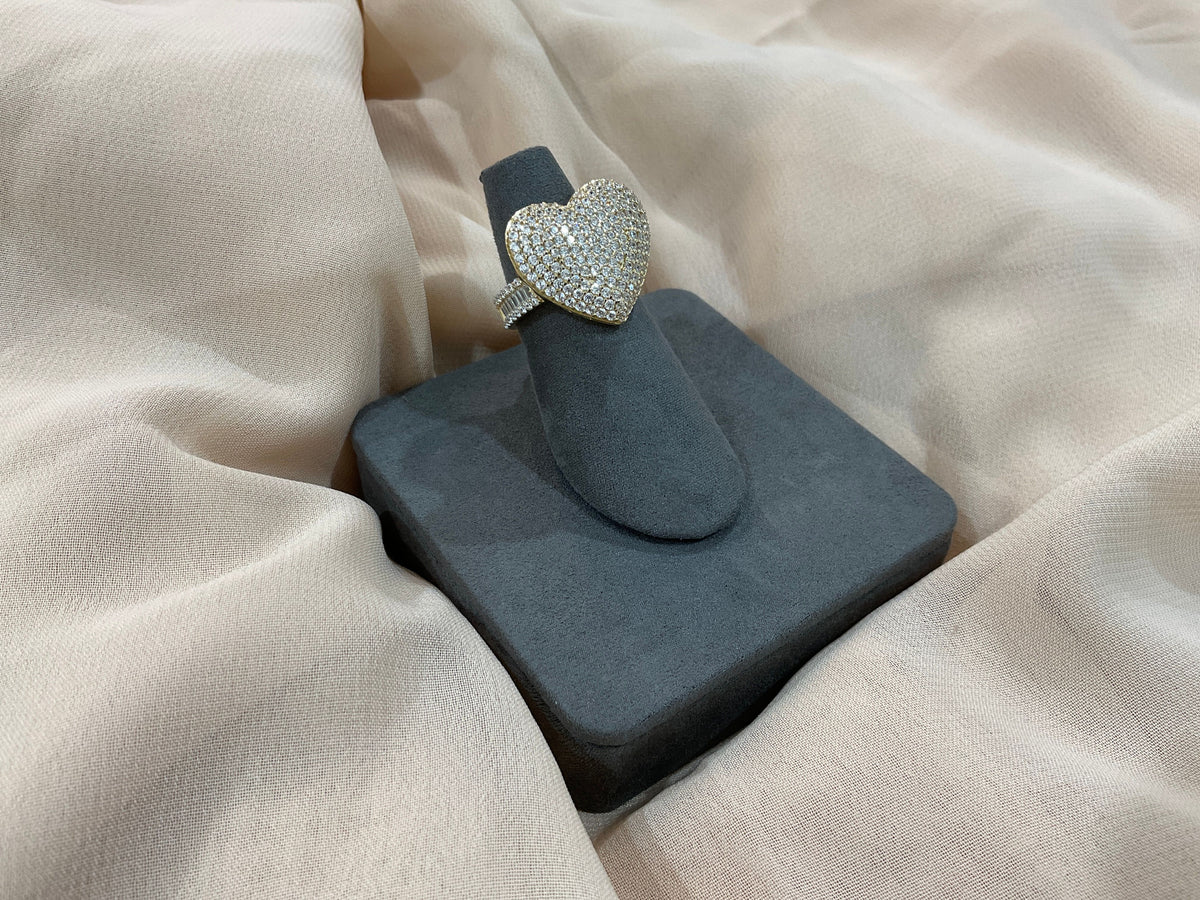 14k Gold Iced Our Heart Shaped Ring #7