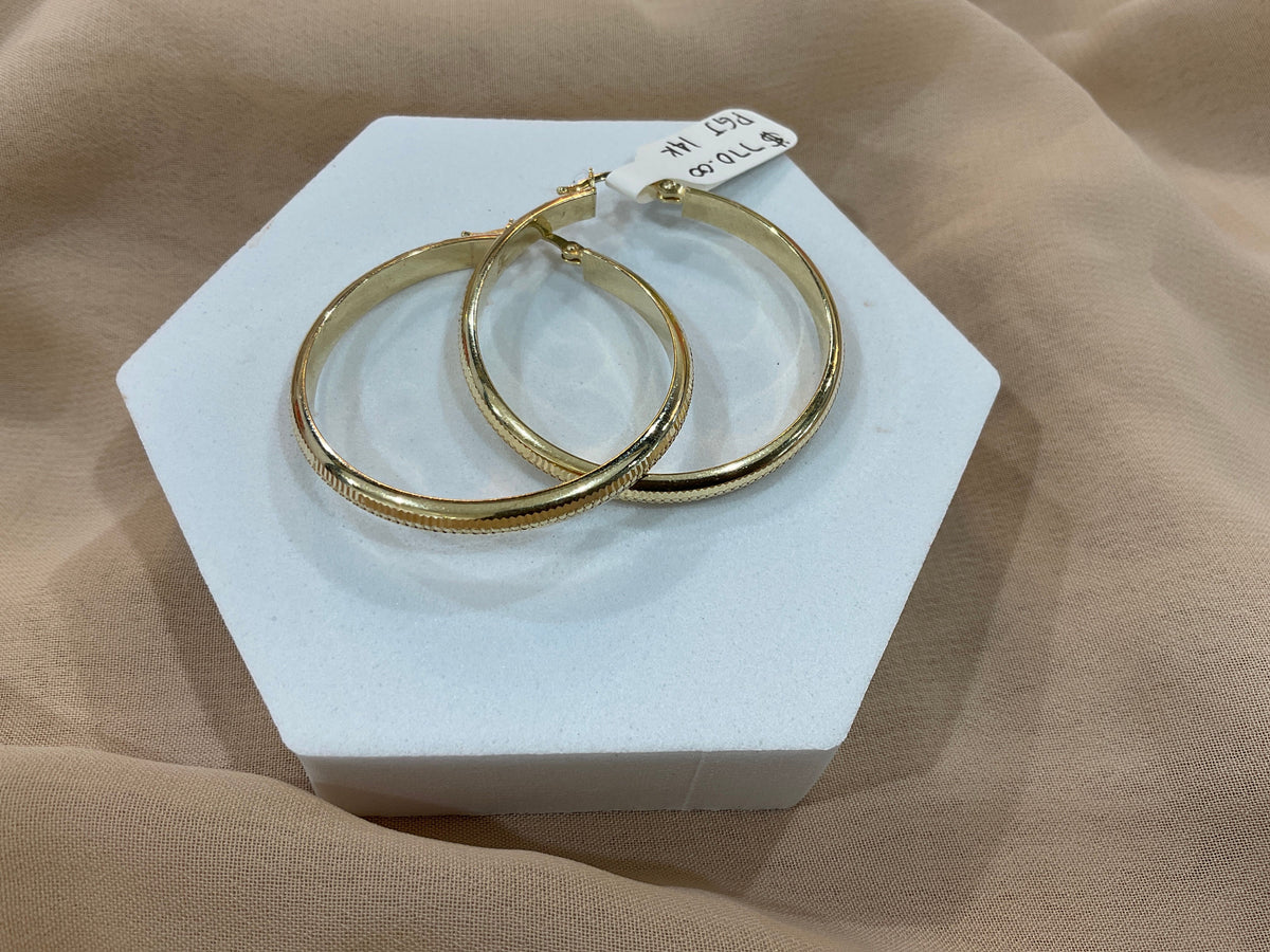 14k Gold 1.2” Diamond CT Hoop Earrings